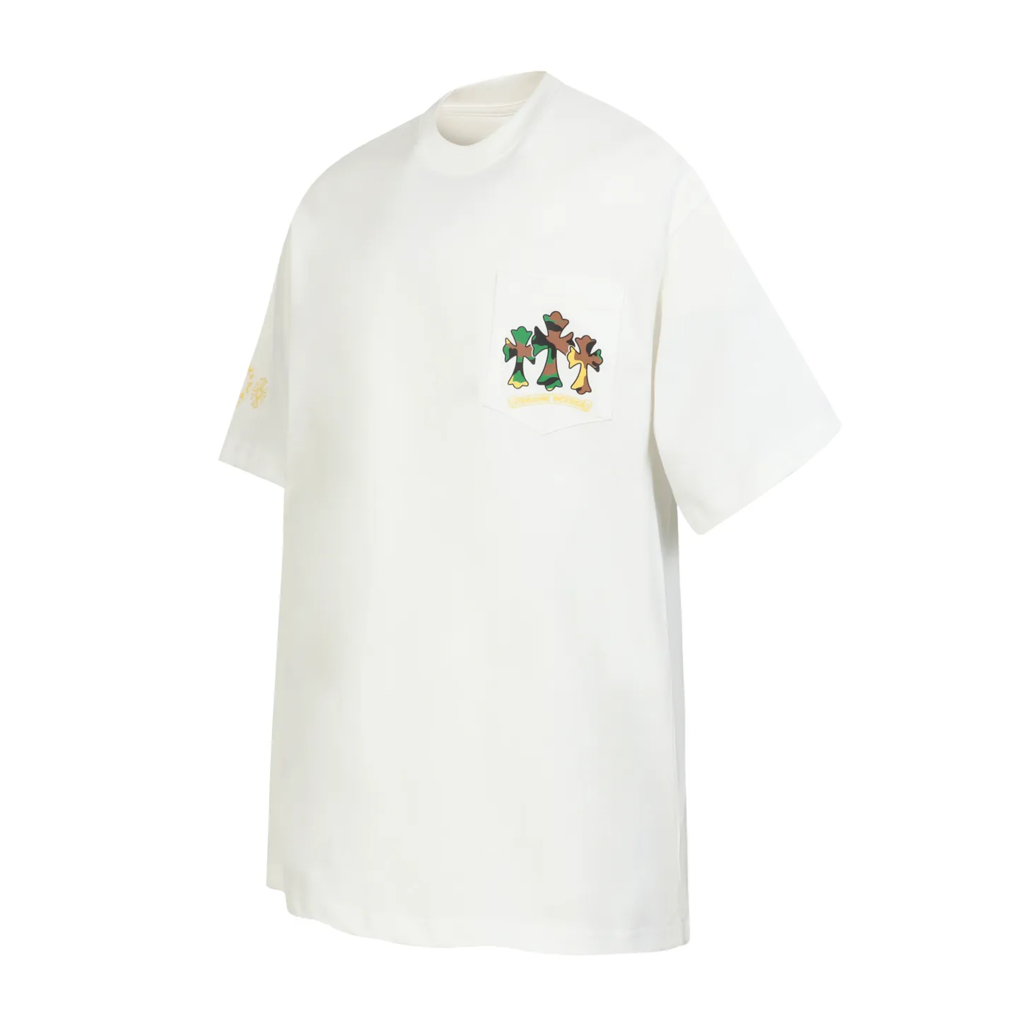 P160 Cross-border running quantity model, please do not place an order if you pursue quality - Chrome Hearts/Chrome Hearts green military flower Sanskrit horseshoe print popular short-sleeved T-shirt - High weight, high density and high quality, soft, delicate and skin-friendly wool, soft and silky to the touch, excellent warmth and skin-friendly properties - Custom-woven and custom-dyed, no color difference, no matter the fabric or workmanship details, beat the ordinary version on the market -Colour: black white -Size: S M L XL